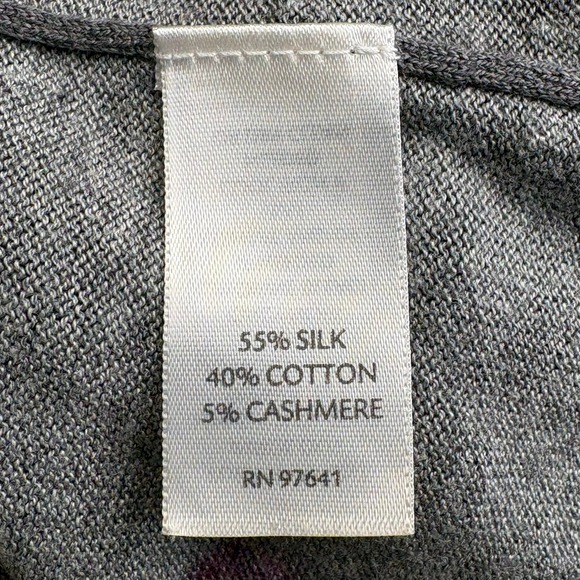 J. Jill Grey Open Front Purple Floral Artsy Academia Silk Cashmere Cardigan Sz M - Picture 4 of 5
